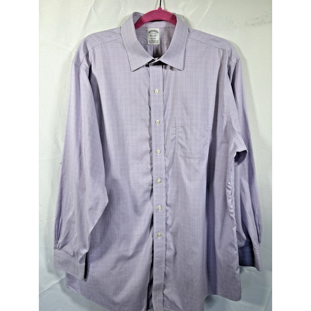 Brooks Brothers Shirt Size 17 1/2 34 Button Up Long Sleeve plaid‎